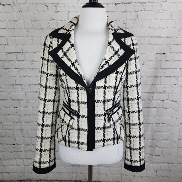 White House Black Market Jackets & Blazers - WHBM Black & White Tweed Wool Blazer Jacket